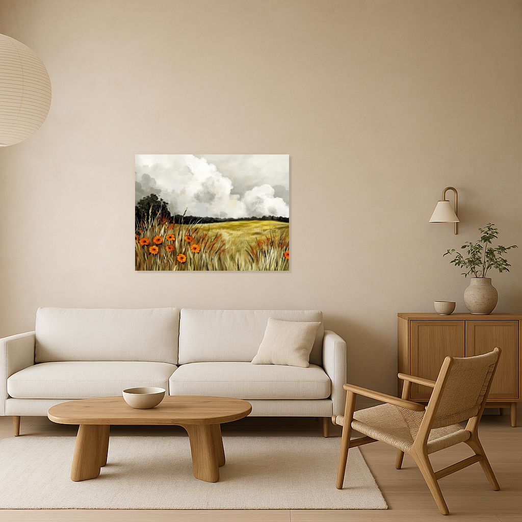 Gele bloemen onder wolkenlucht