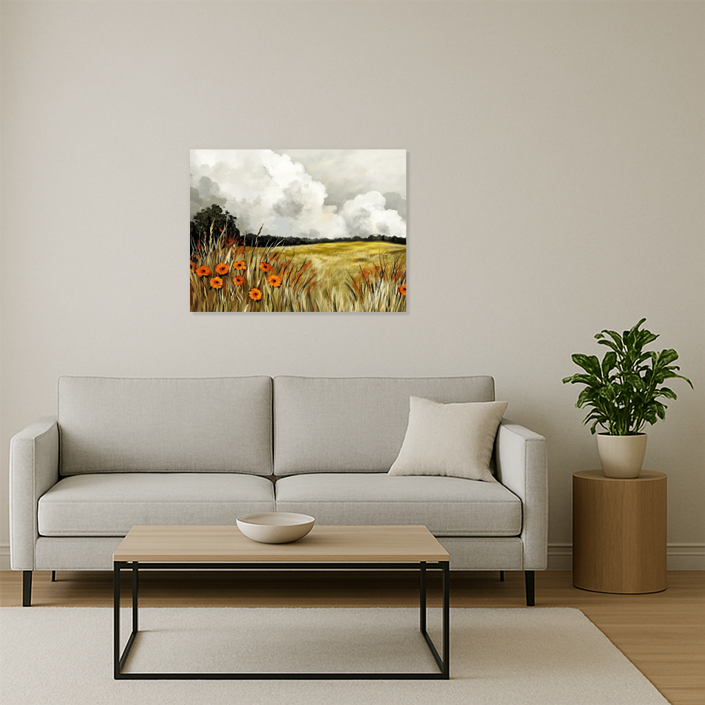 Gele bloemen onder wolkenlucht