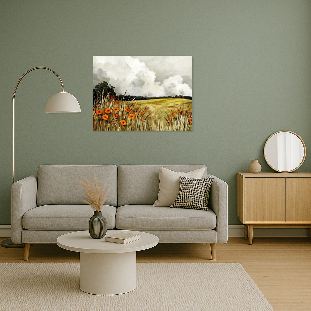 Gele bloemen onder wolkenlucht