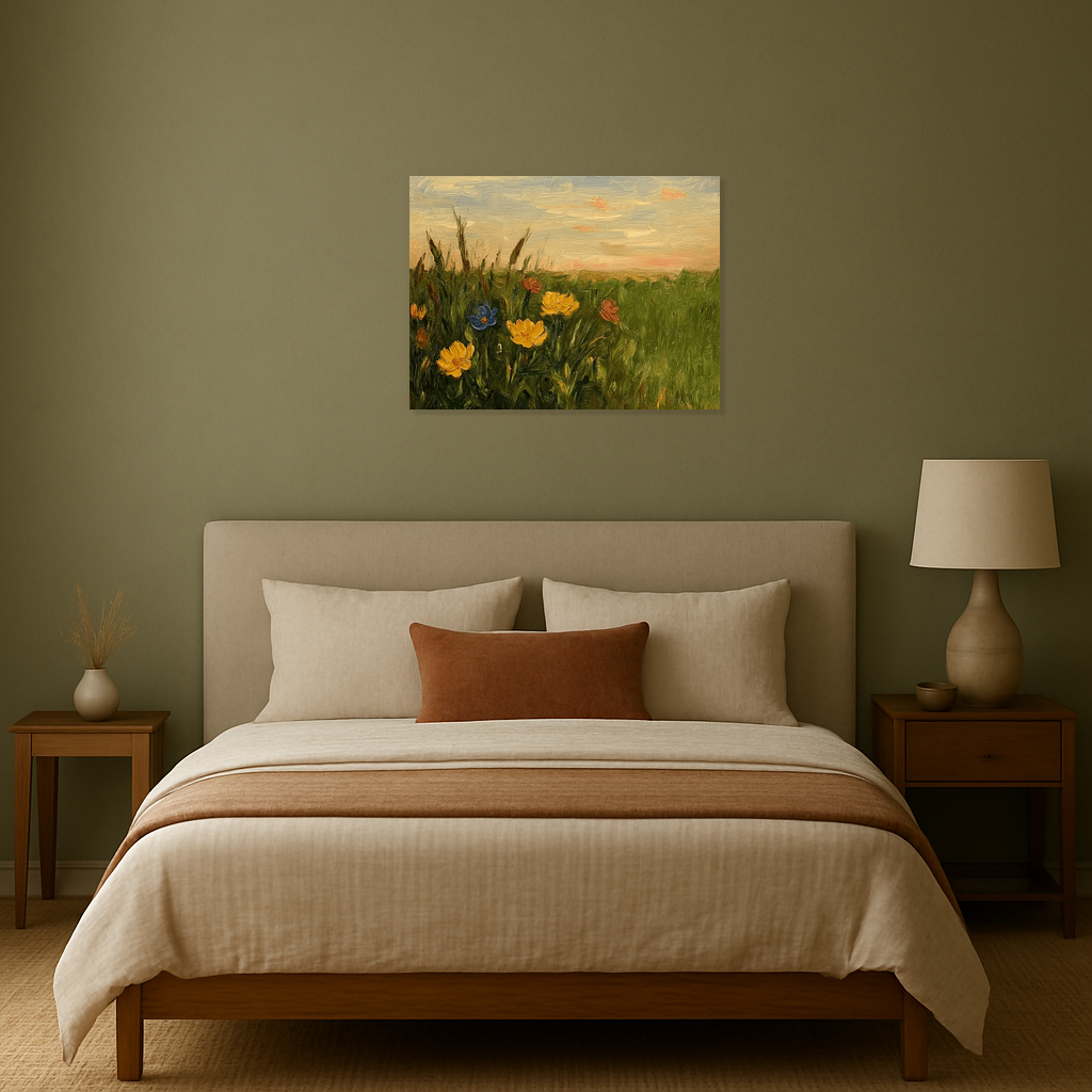 Bloemenveld bij Zonsondergang