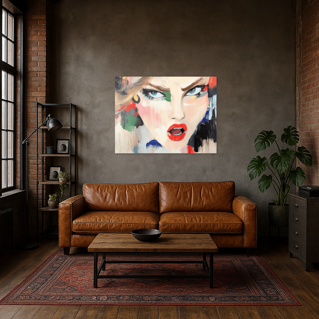 Expressieve Vrouw met Rode Lippen