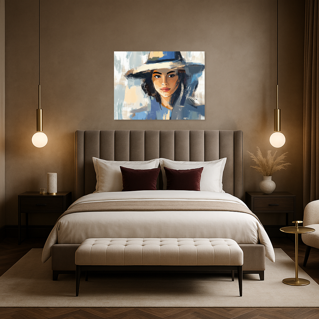 Dame met Hoed in Blauwtinten
