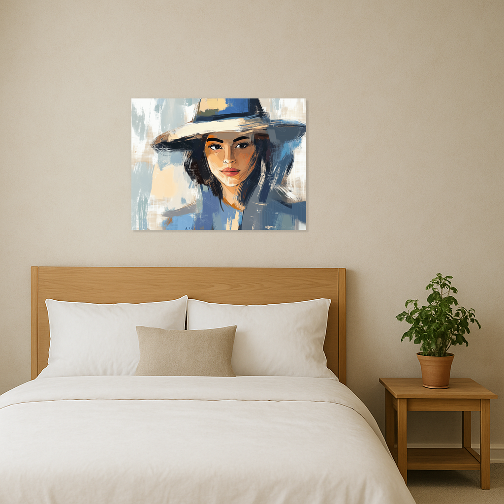 Dame met Hoed in Blauwtinten