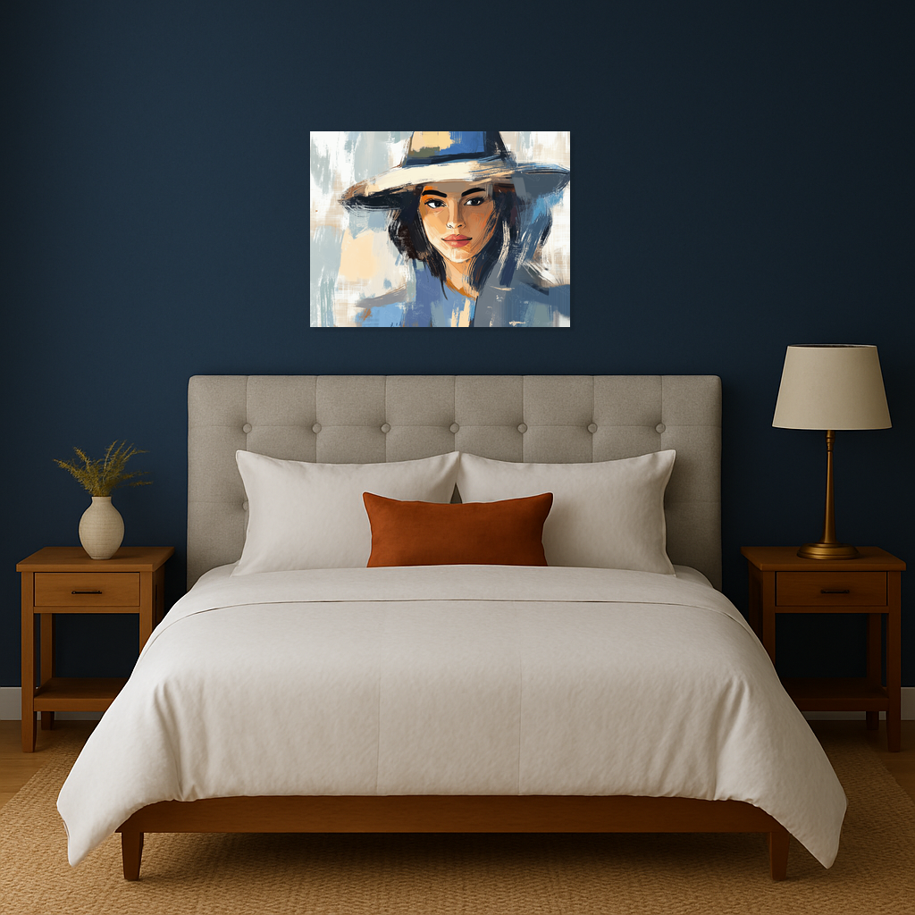 Dame met Hoed in Blauwtinten