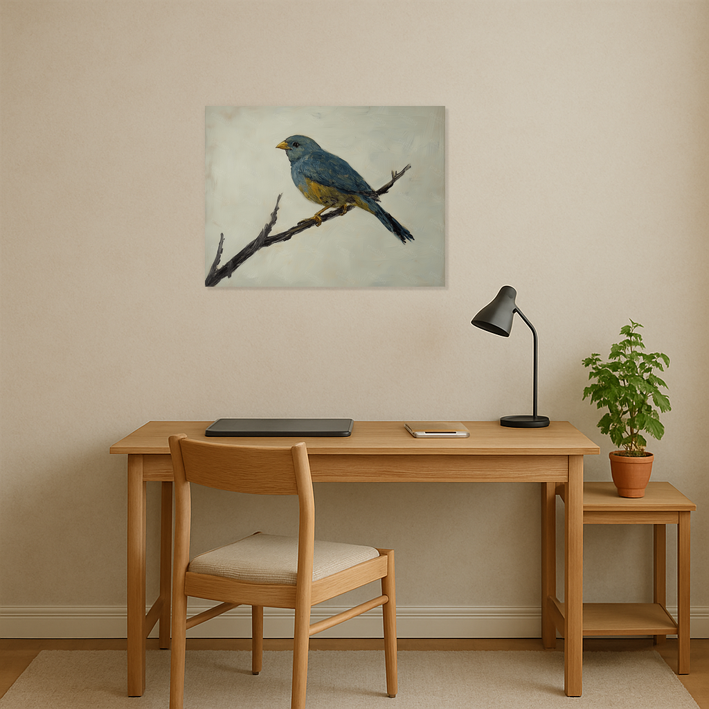 Blauwe vogel op tak