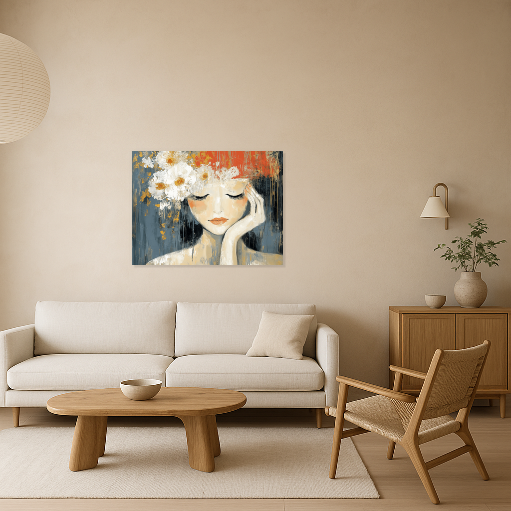 Dromerige Vrouw met Bloemen