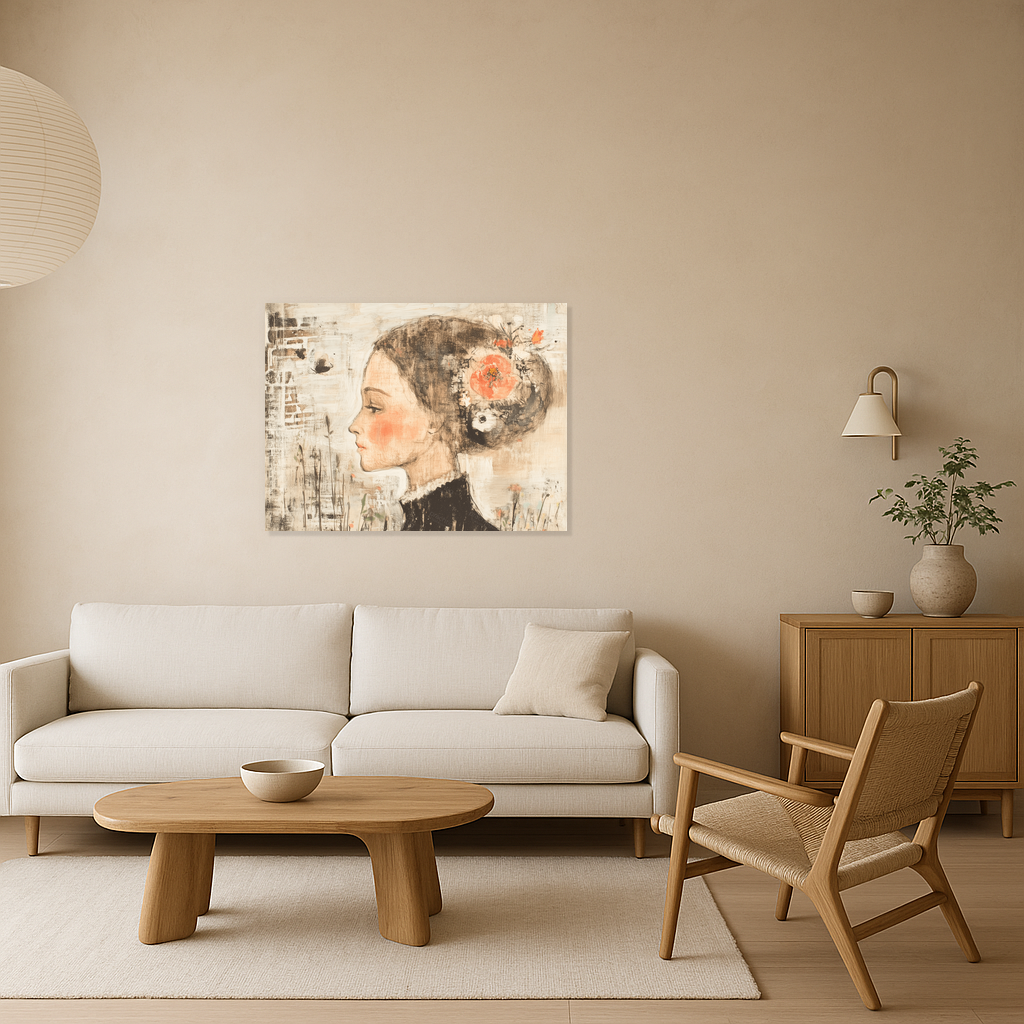 Dromerige Dame met Bloemen