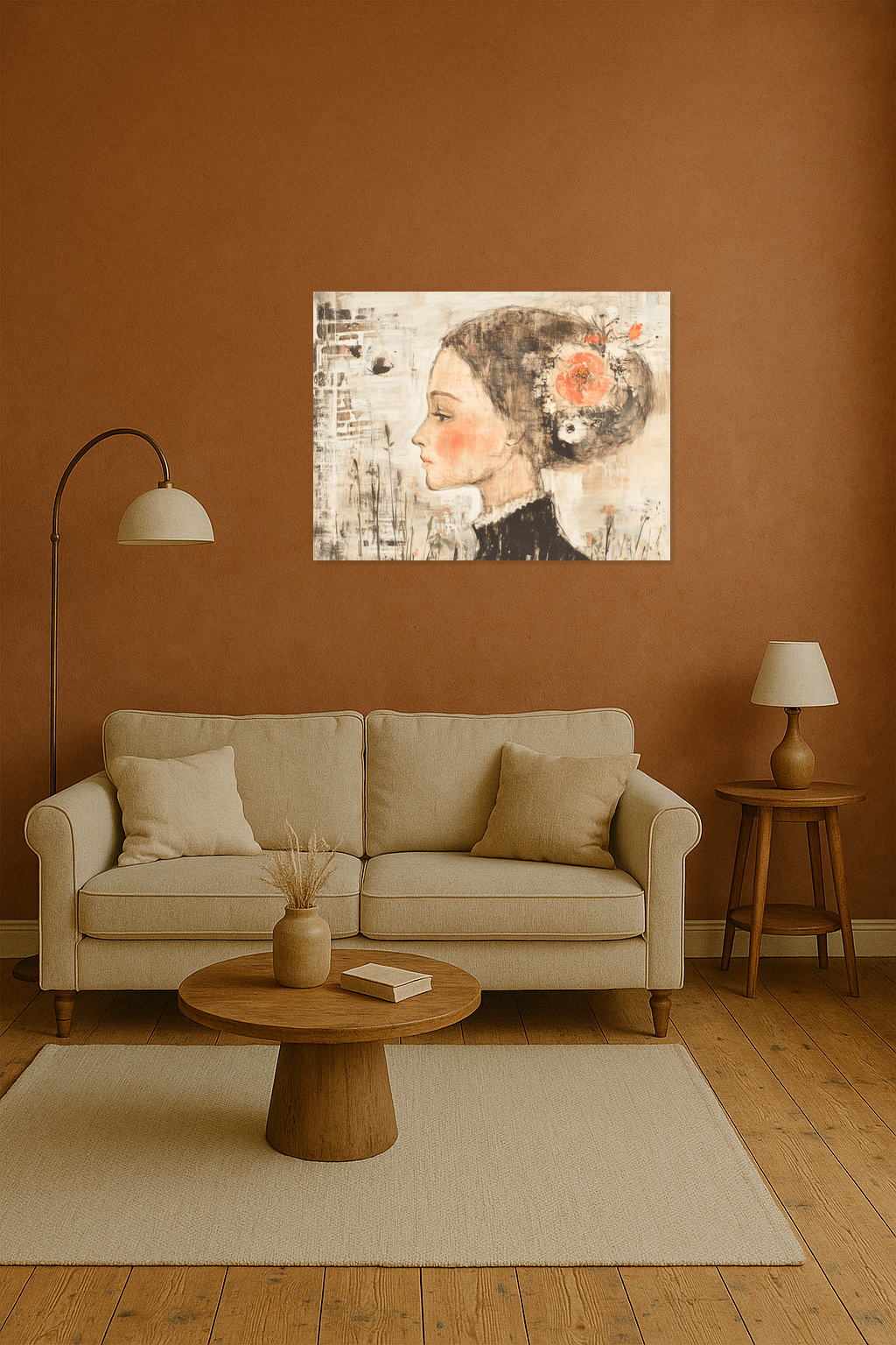 Dromerige Dame met Bloemen