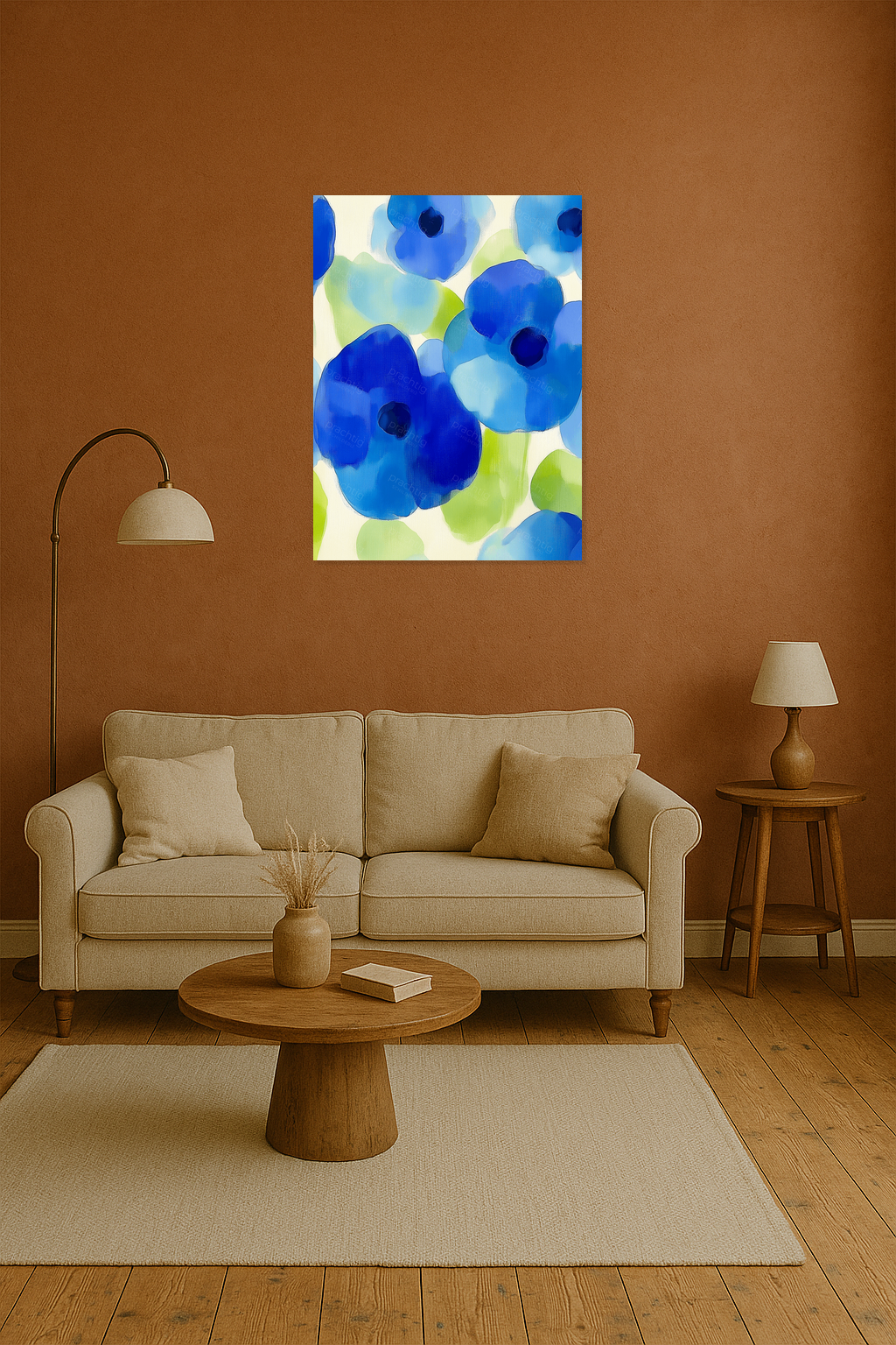 Blauwe Bloemenpracht op Witte Achtergrond
