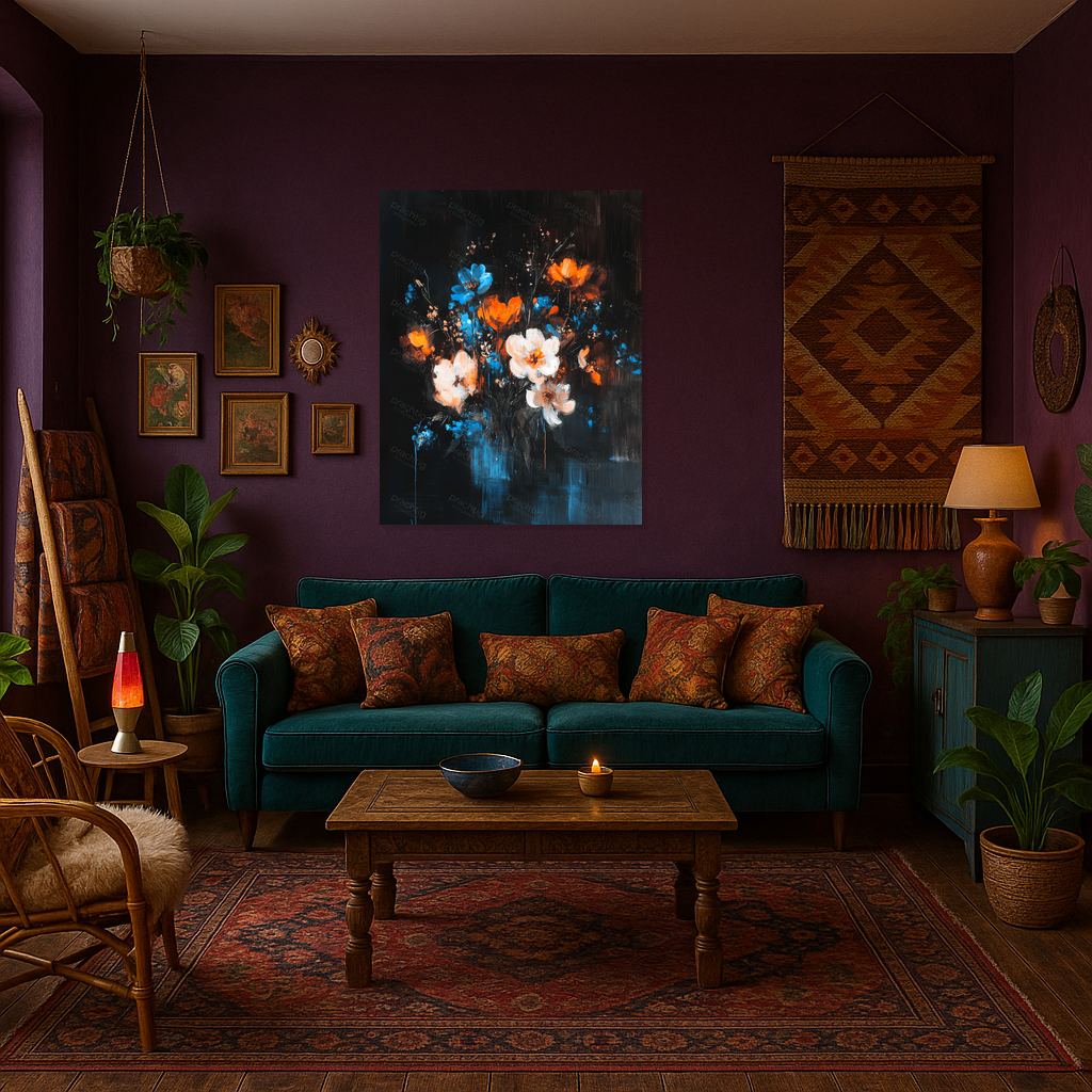 Bloemrijk spektakel in blauw en oranje