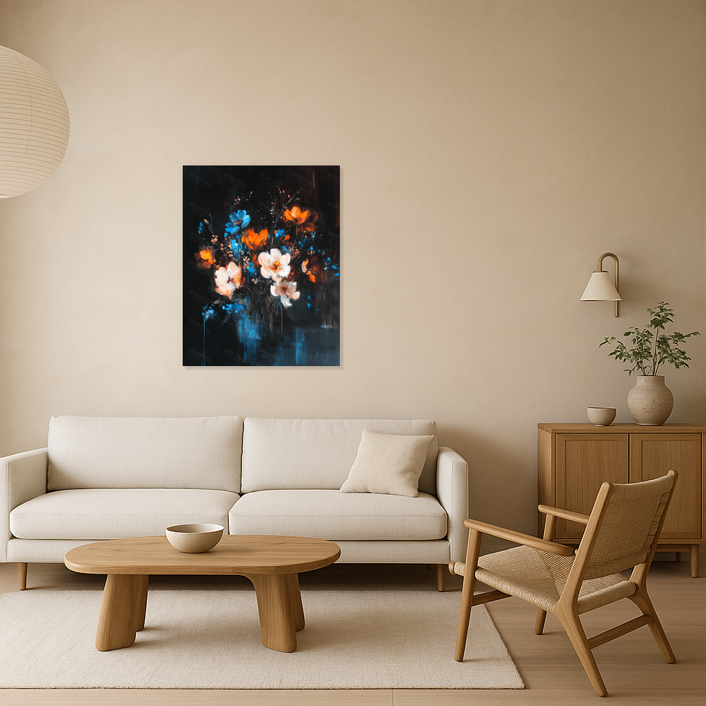 Bloemrijk spektakel in blauw en oranje