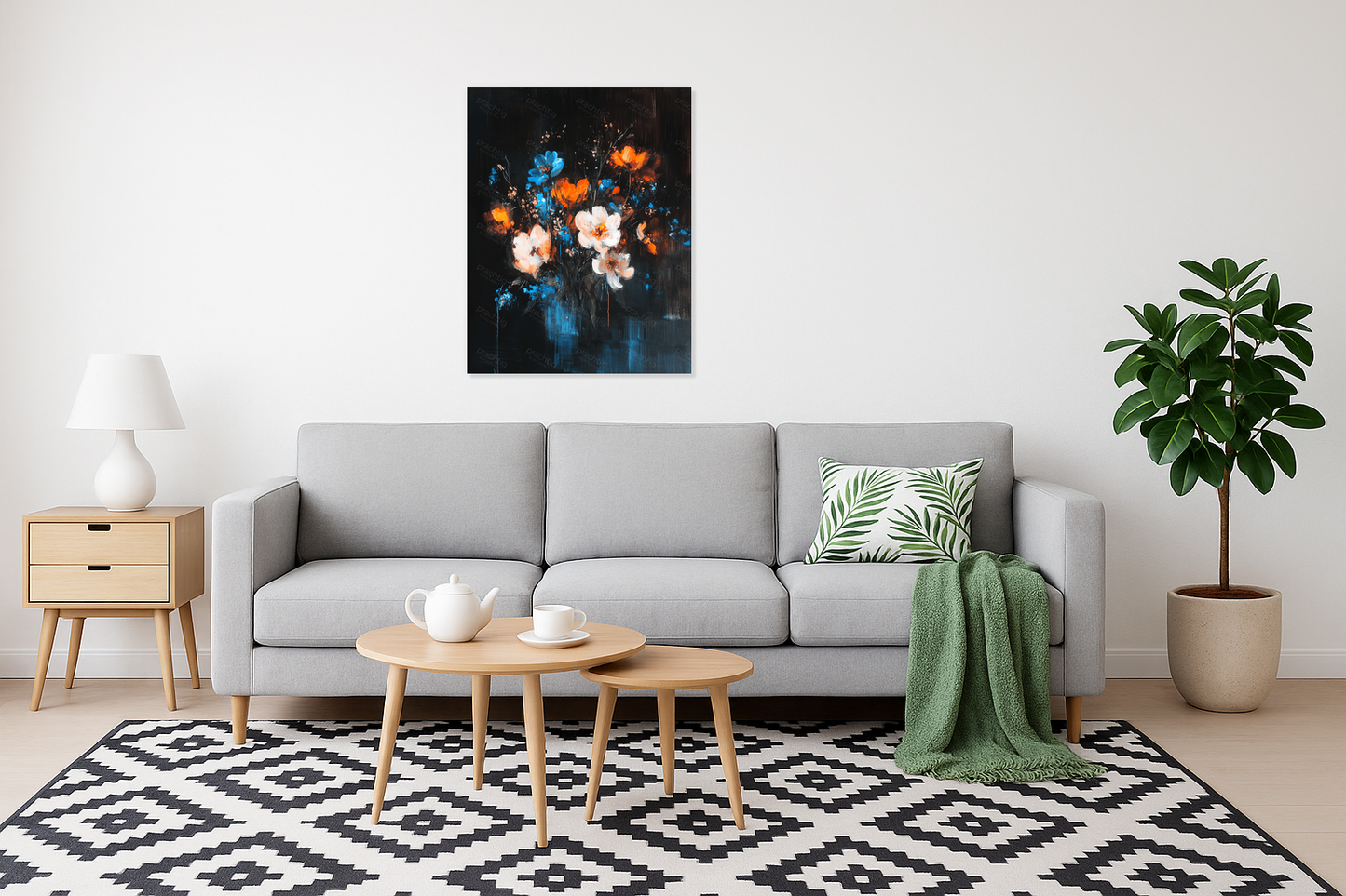 Bloemrijk spektakel in blauw en oranje