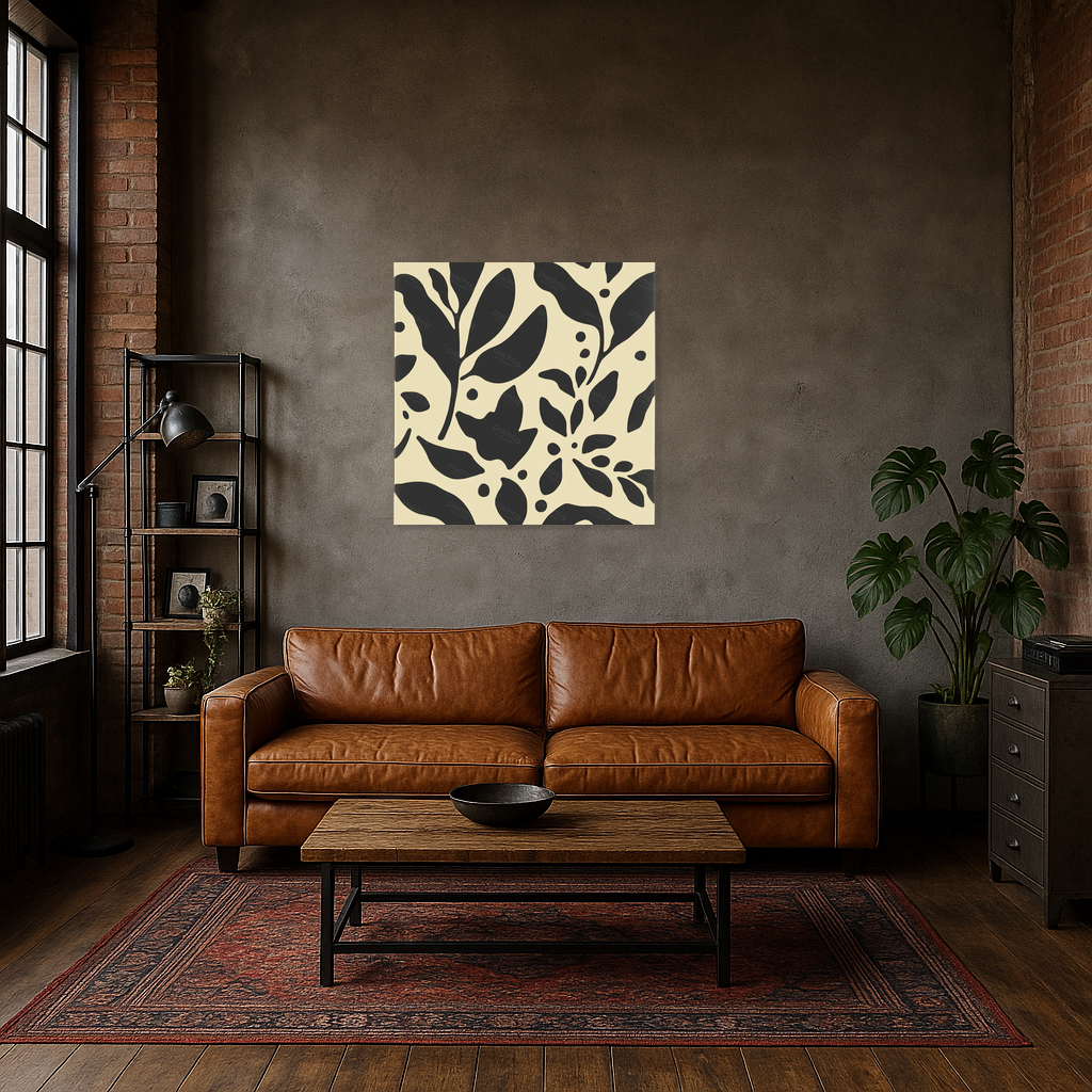 Floraal Schaduwspel in Zwart en Beige
