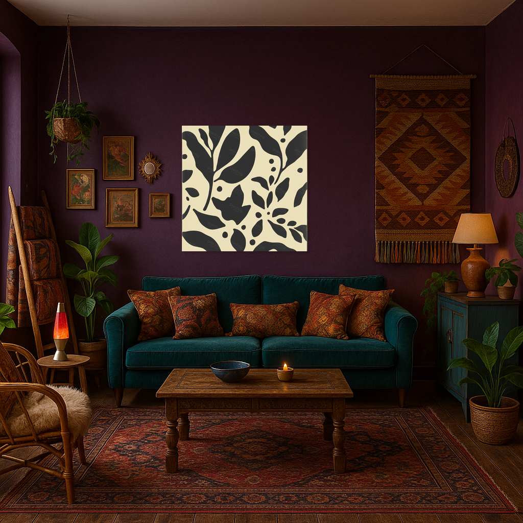 Floraal Schaduwspel in Zwart en Beige