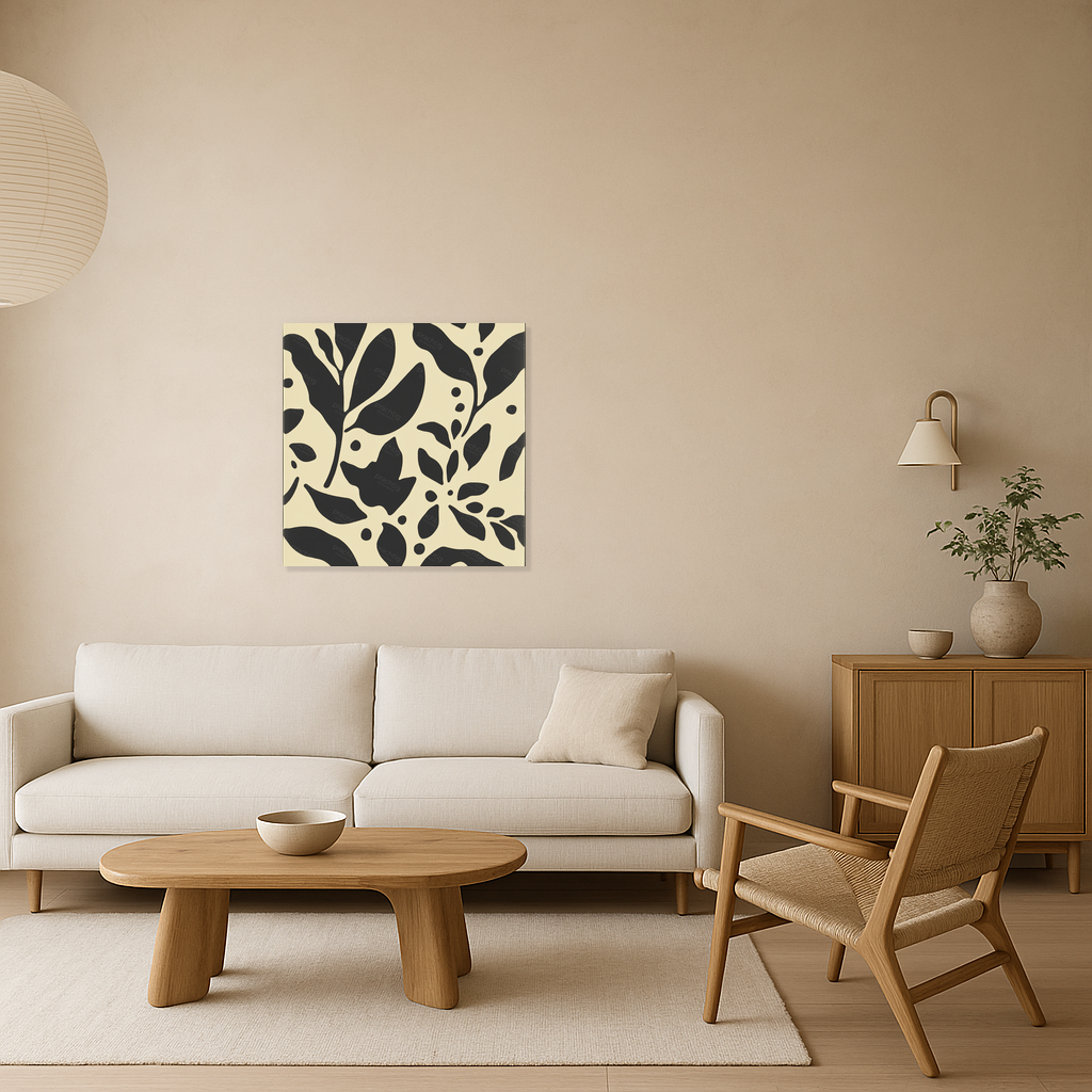 Floraal Schaduwspel in Zwart en Beige