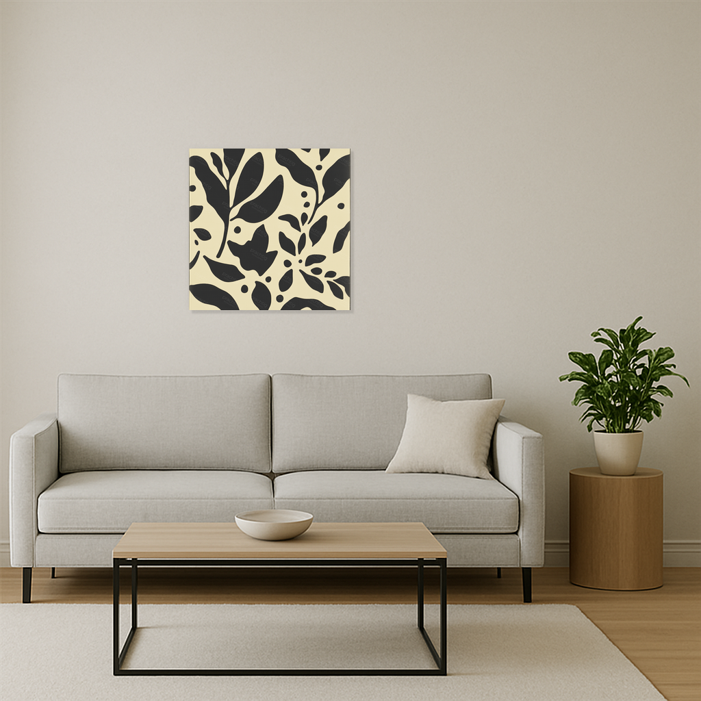 Floraal Schaduwspel in Zwart en Beige