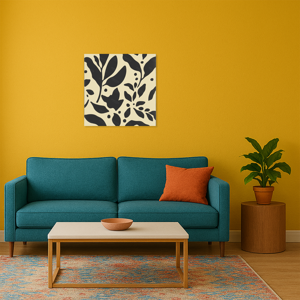 Floraal Schaduwspel in Zwart en Beige