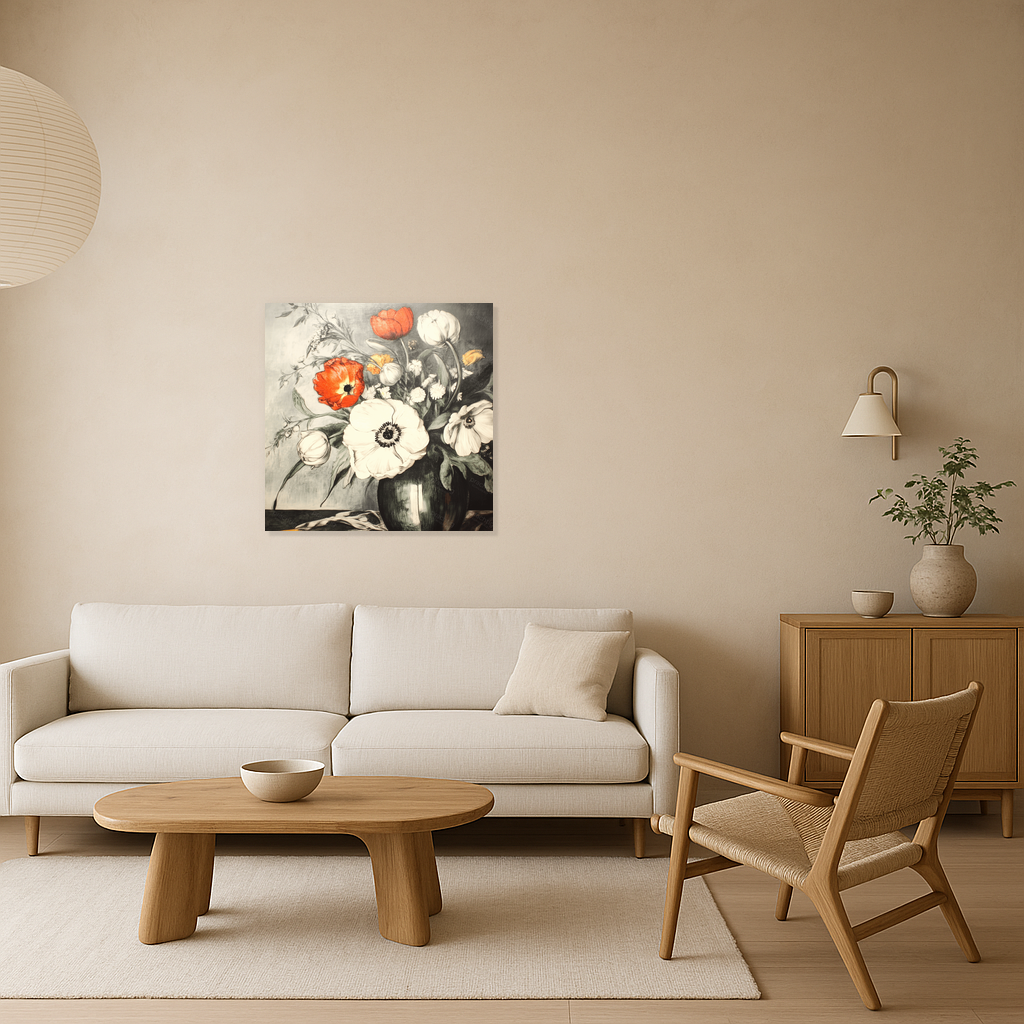 Felle Bloemen in Zwart-Wit Vaas