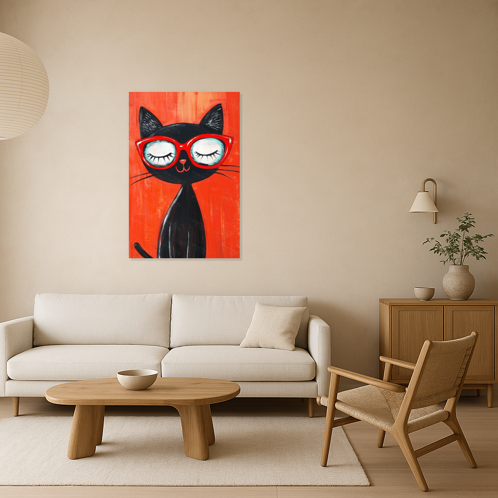 Coole Kat Met Rode Bril