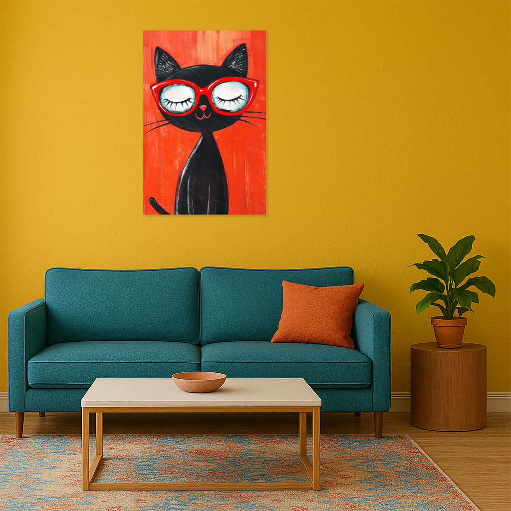 Coole Kat Met Rode Bril