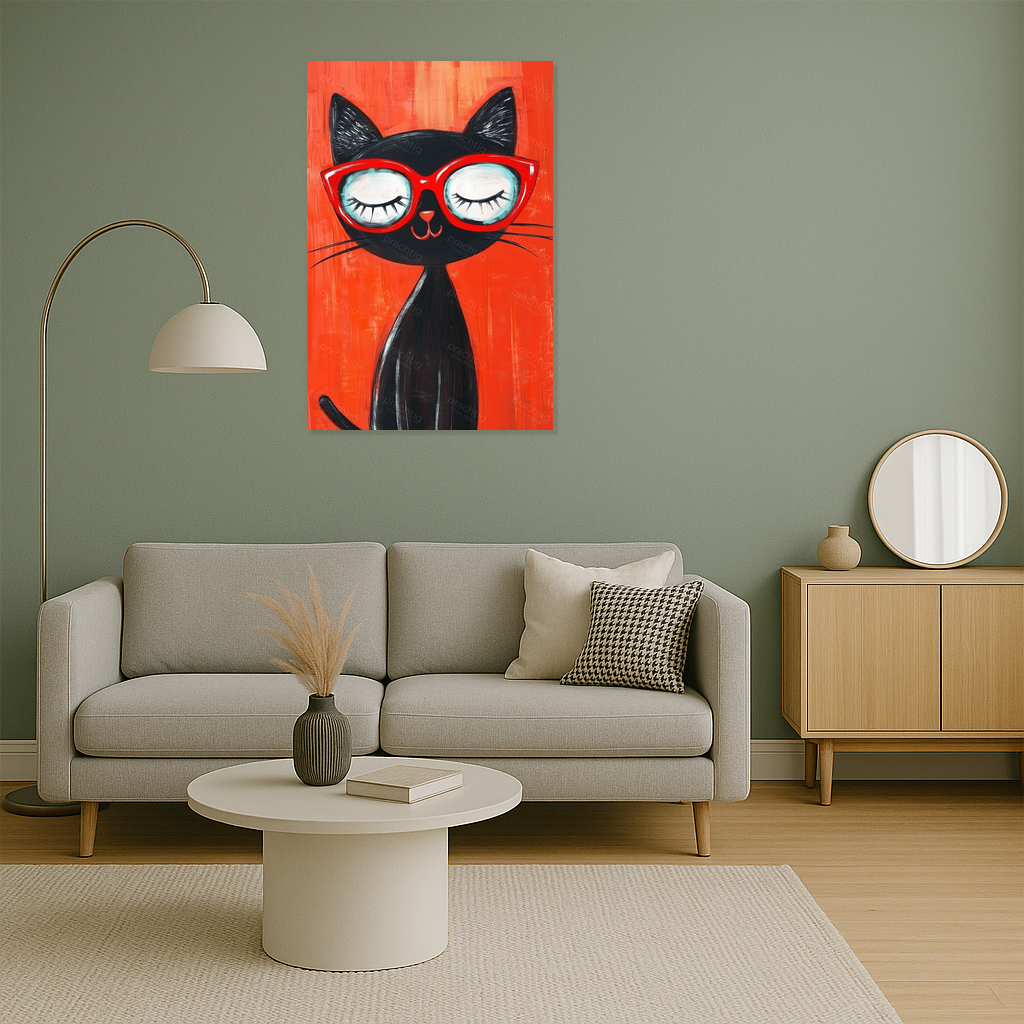 Coole Kat Met Rode Bril