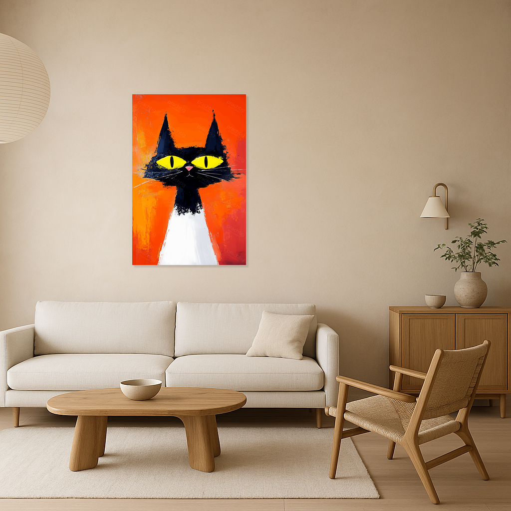 Felgekleurde kat met grote ogen