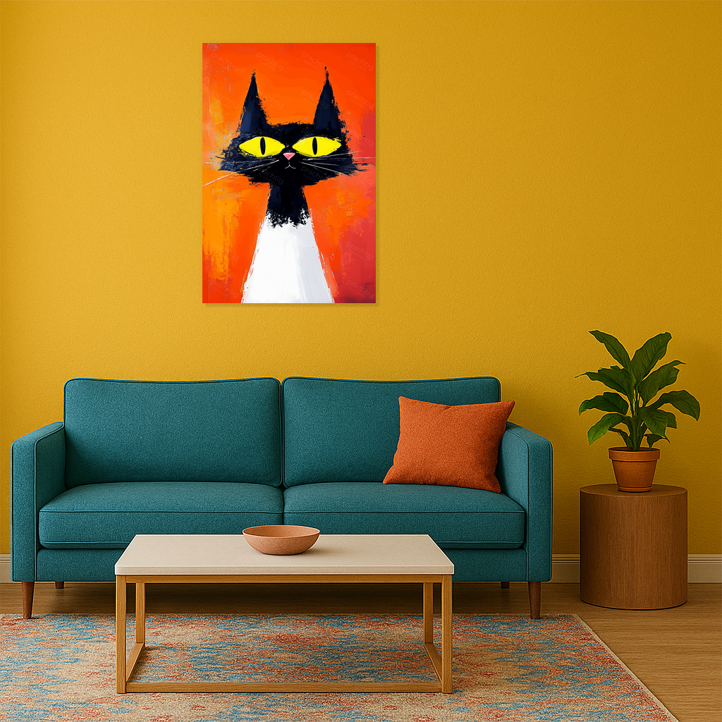 Felgekleurde kat met grote ogen