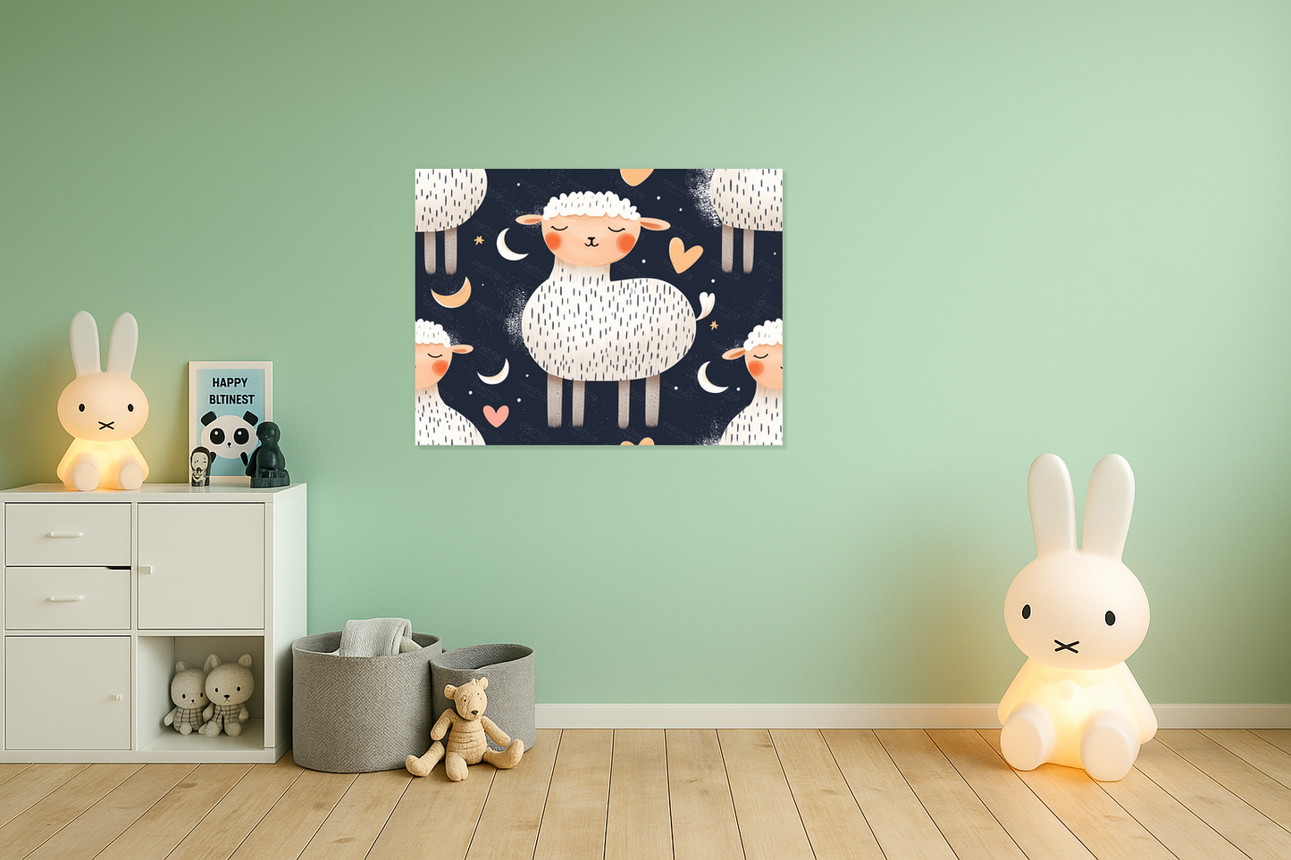 Dromerige Schapen Onder Maanlicht