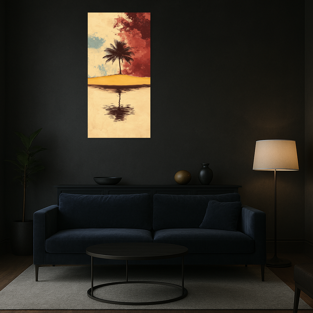 Eenzame palm aan de horizon