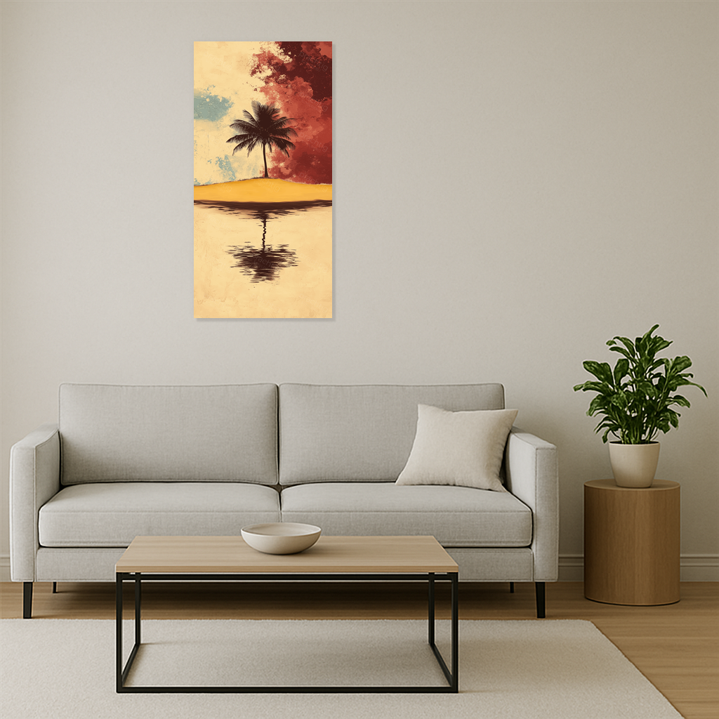 Eenzame palm aan de horizon