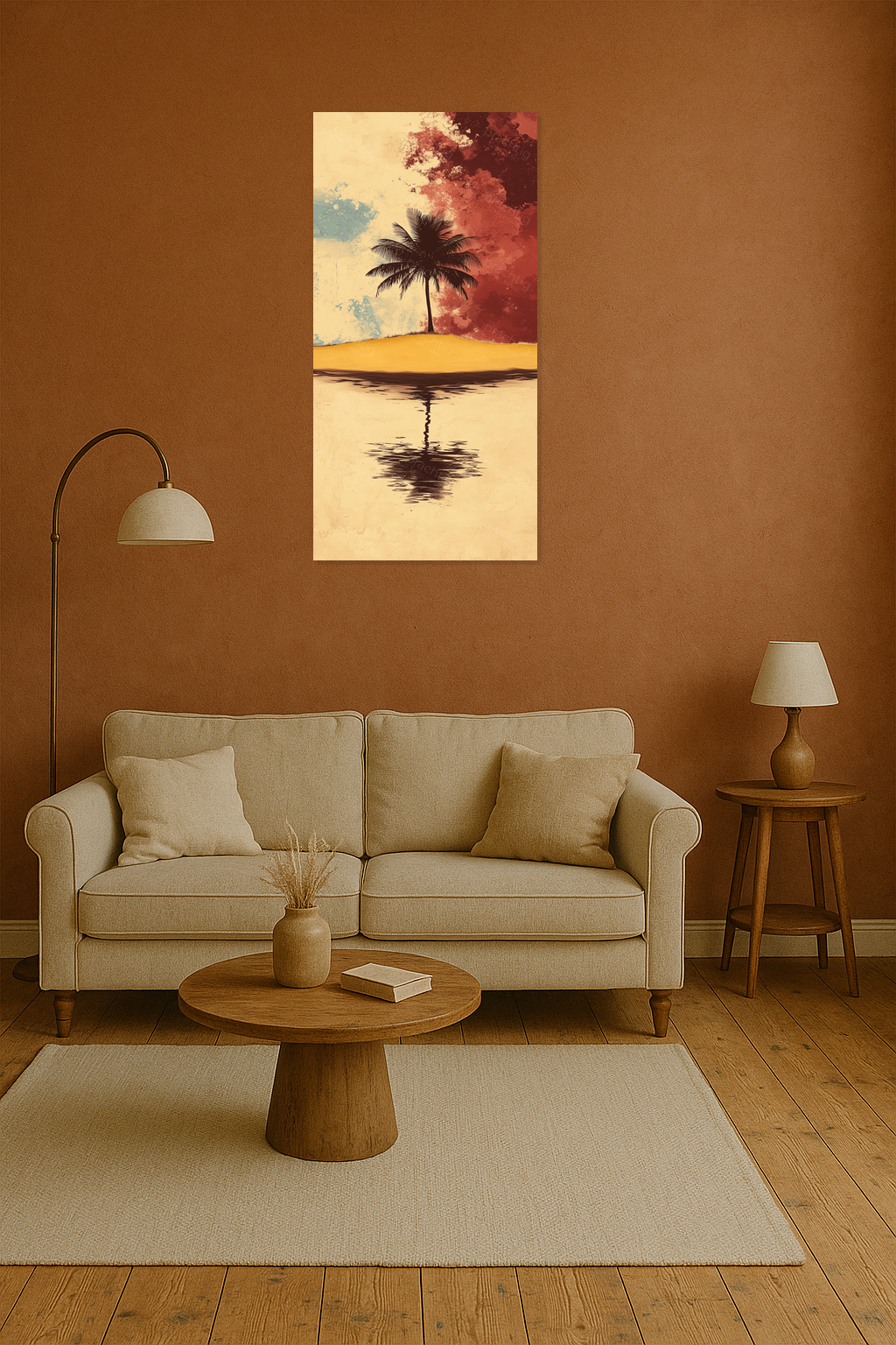 Eenzame palm aan de horizon