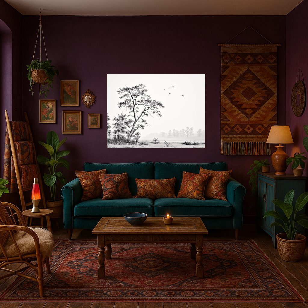 Eenzame Boom in Mistig Landschap