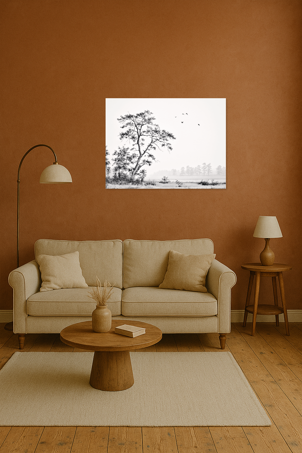 Eenzame Boom in Mistig Landschap