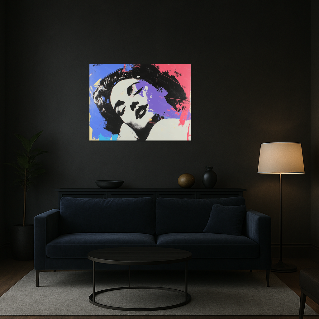 Dromerige Vrouw in Popart Stijl