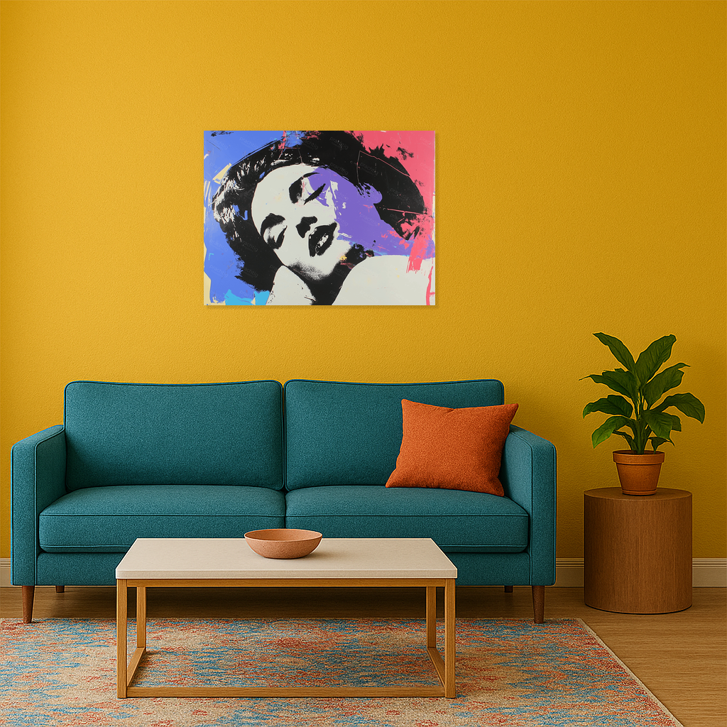 Dromerige Vrouw in Popart Stijl