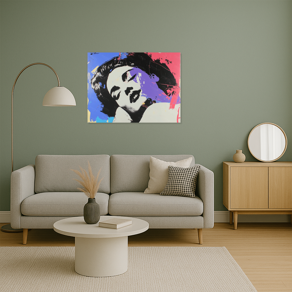 Dromerige Vrouw in Popart Stijl