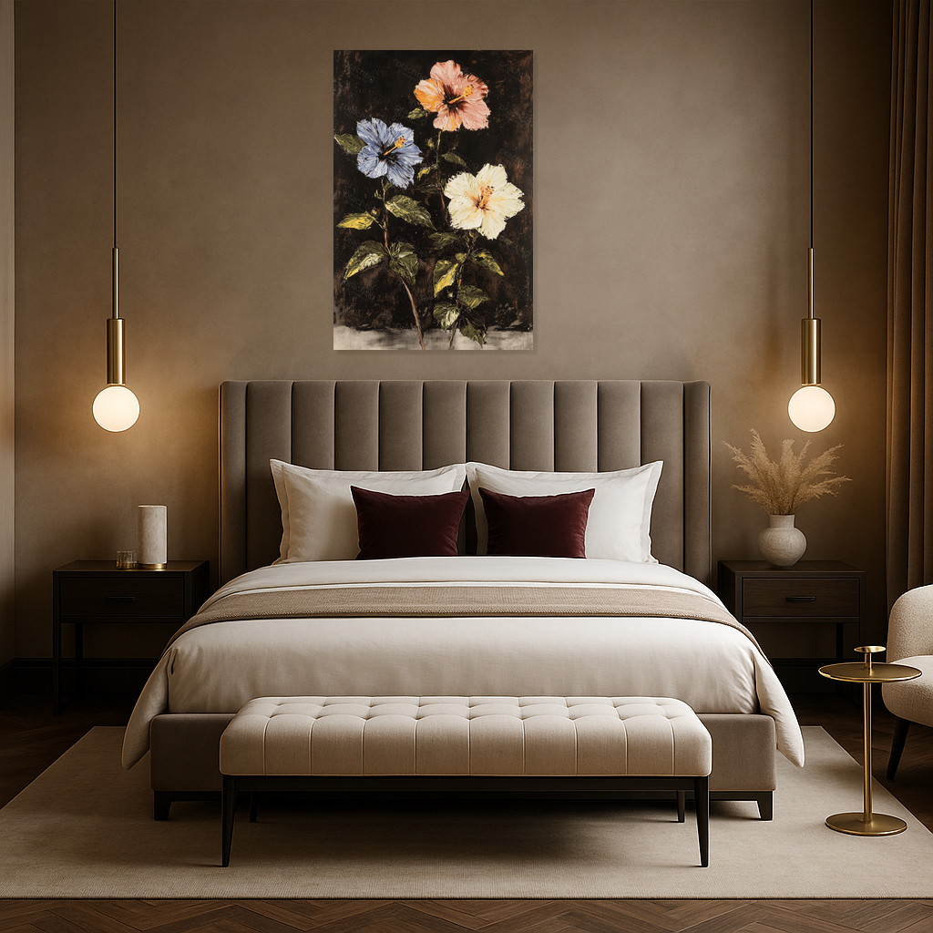Bloeiende Hibiscus op Donkere Achtergrond