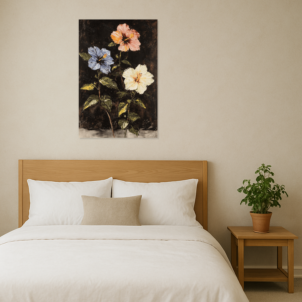 Bloeiende Hibiscus op Donkere Achtergrond