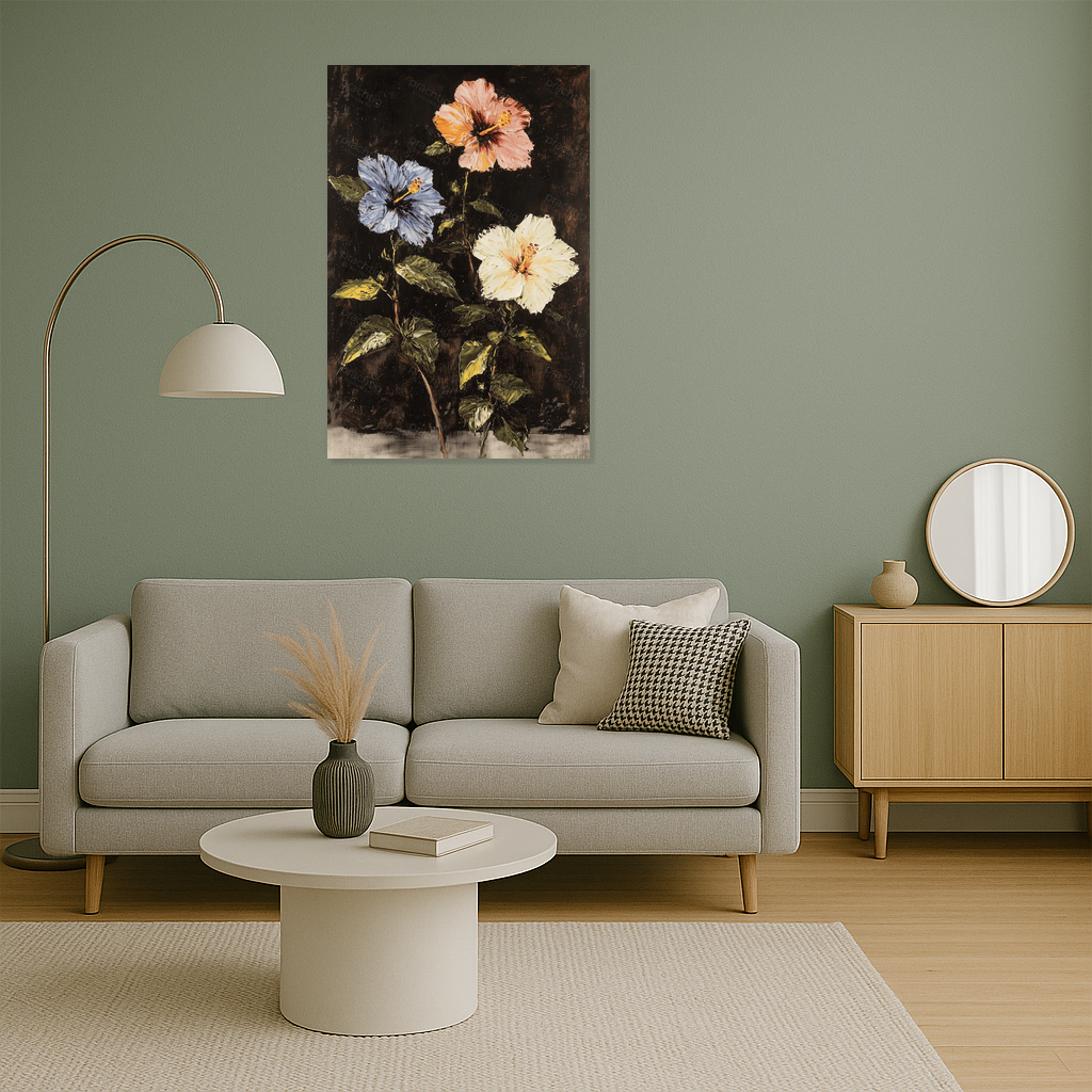 Bloeiende Hibiscus op Donkere Achtergrond