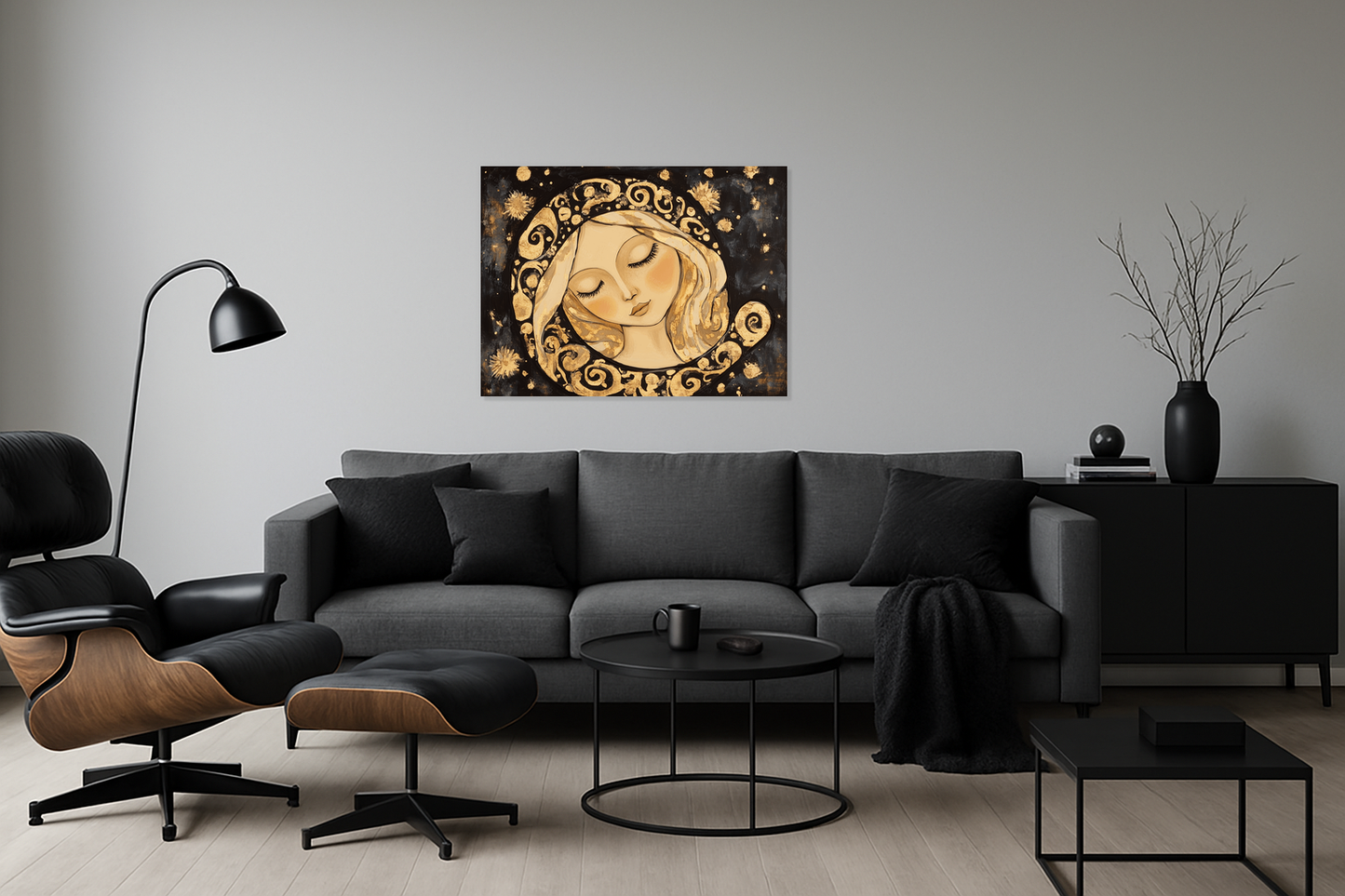 Dromende Vrouw in Gouden Nacht