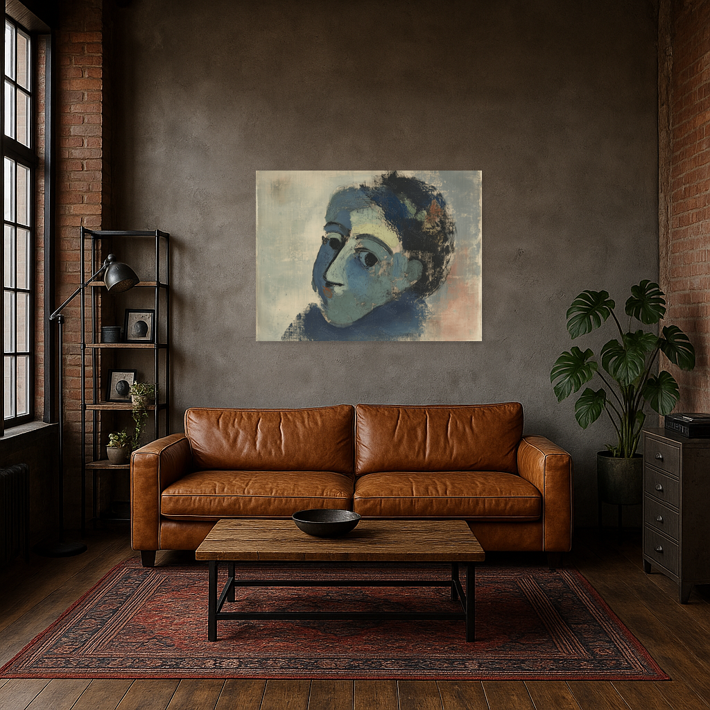 Blauw gezicht in dromerige tinten