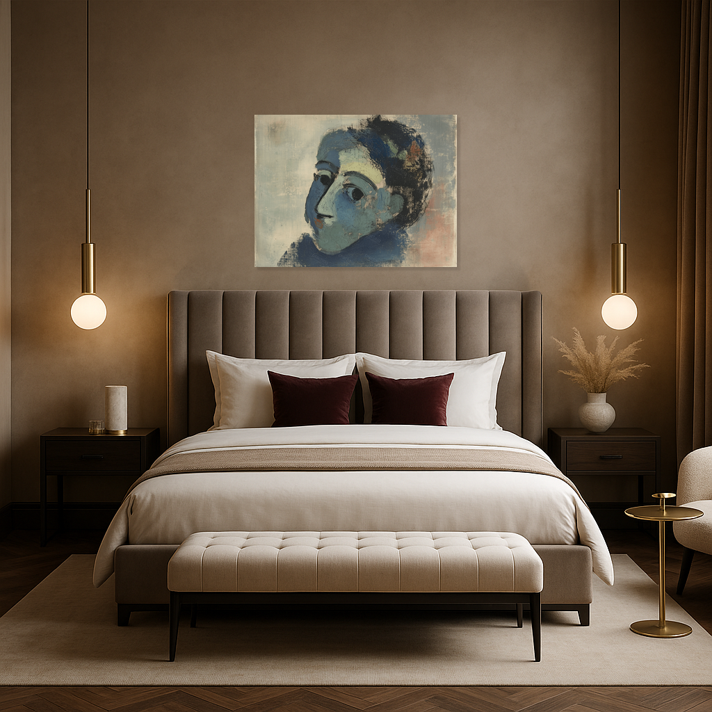 Blauw gezicht in dromerige tinten