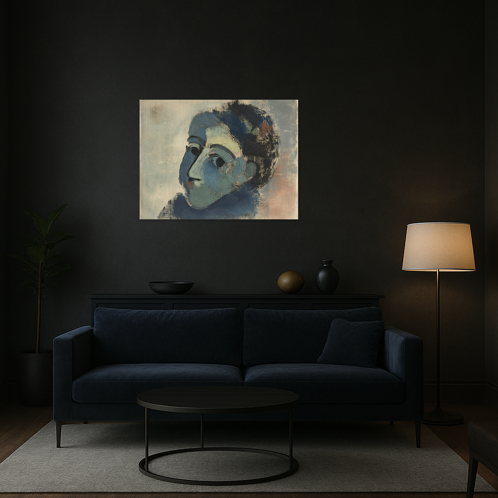 Blauw gezicht in dromerige tinten