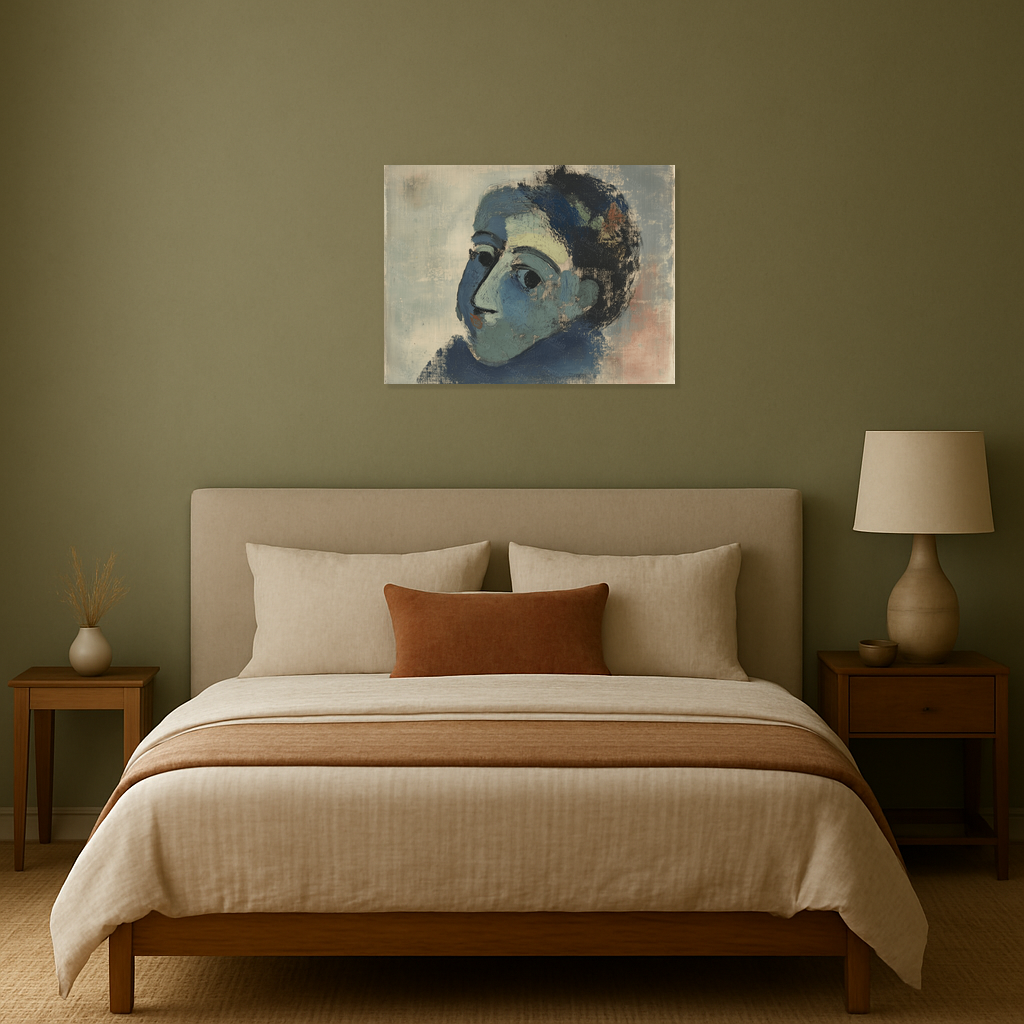 Blauw gezicht in dromerige tinten