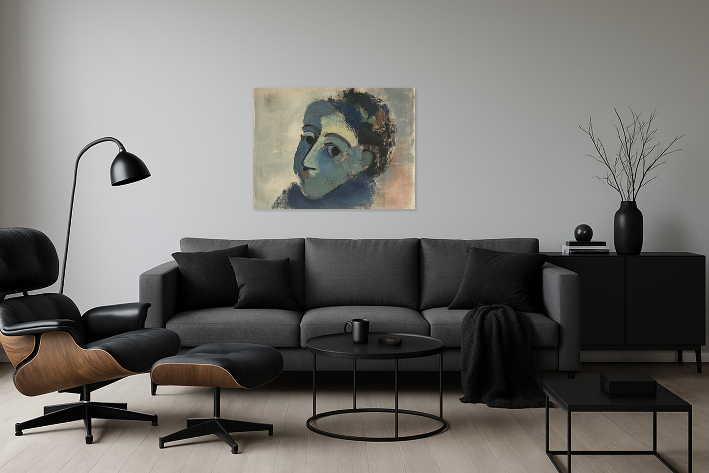 Blauw gezicht in dromerige tinten