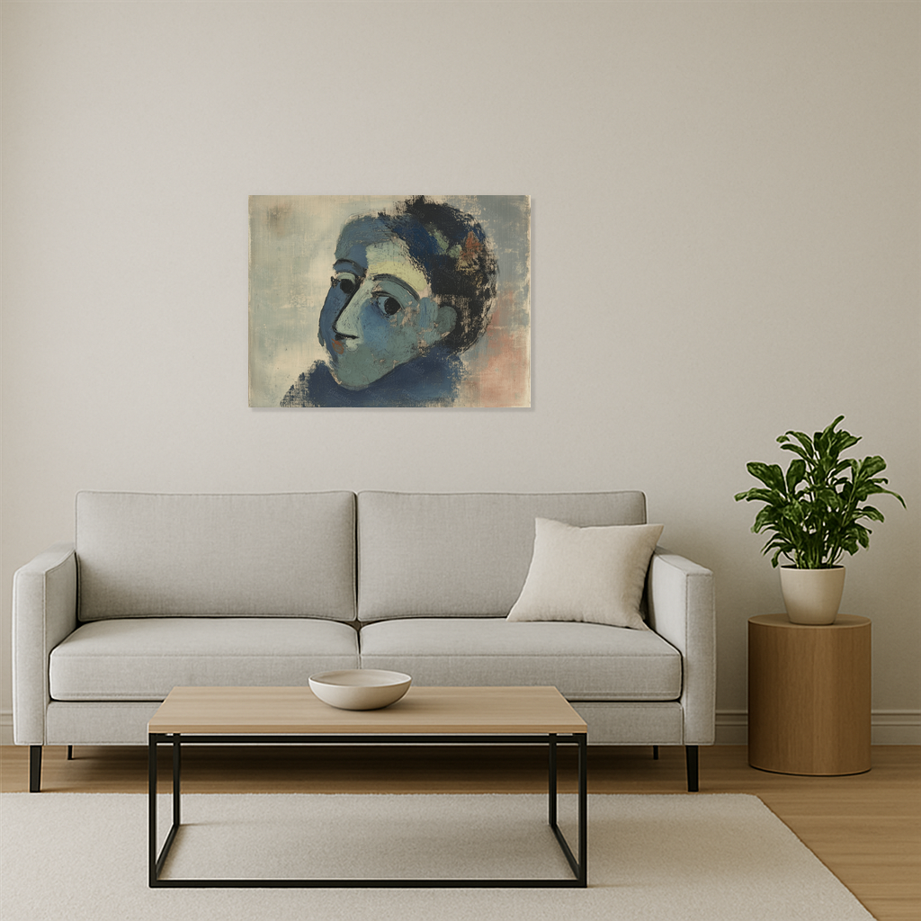 Blauw gezicht in dromerige tinten