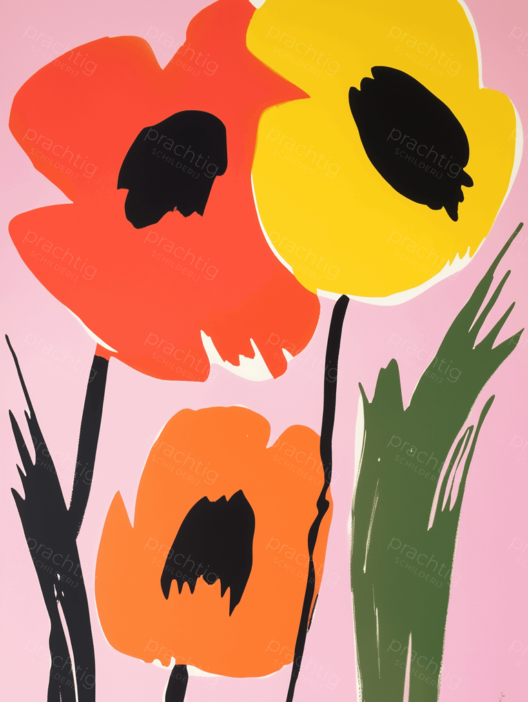 Vrolijke Bloemen op Roze Achtergrond