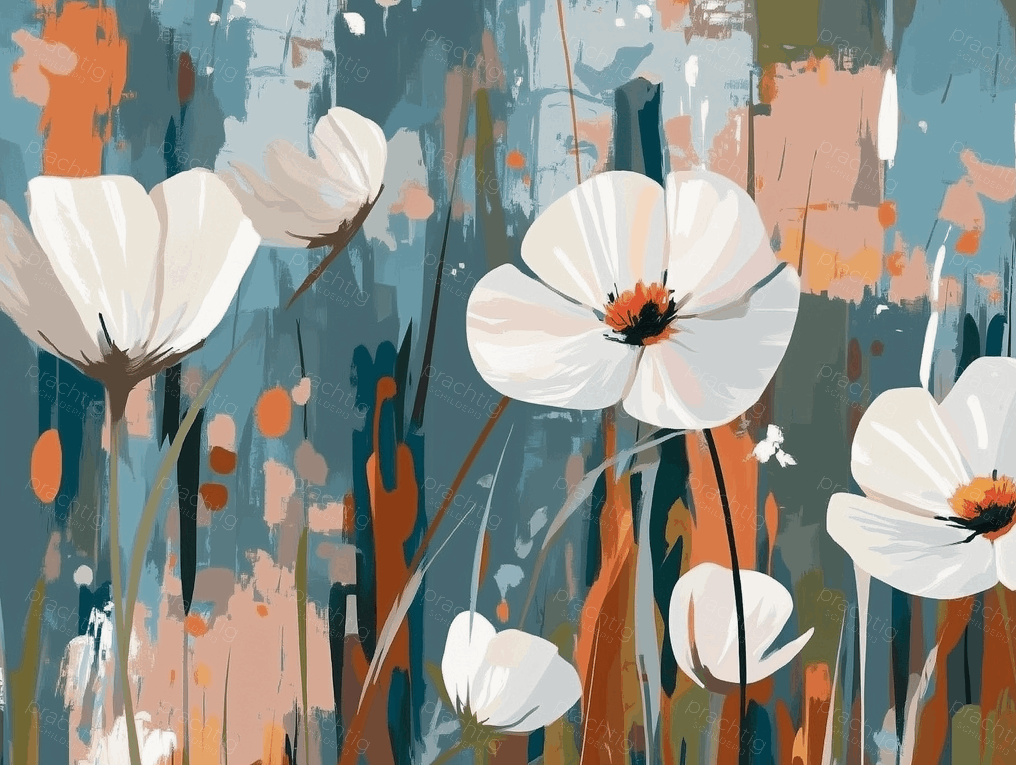 Witte Bloemen Tegen Kleurige Achtergrond