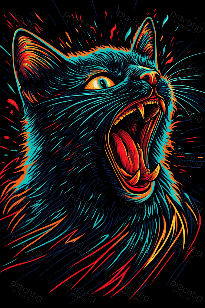 Schreeuwende Kat in Neon