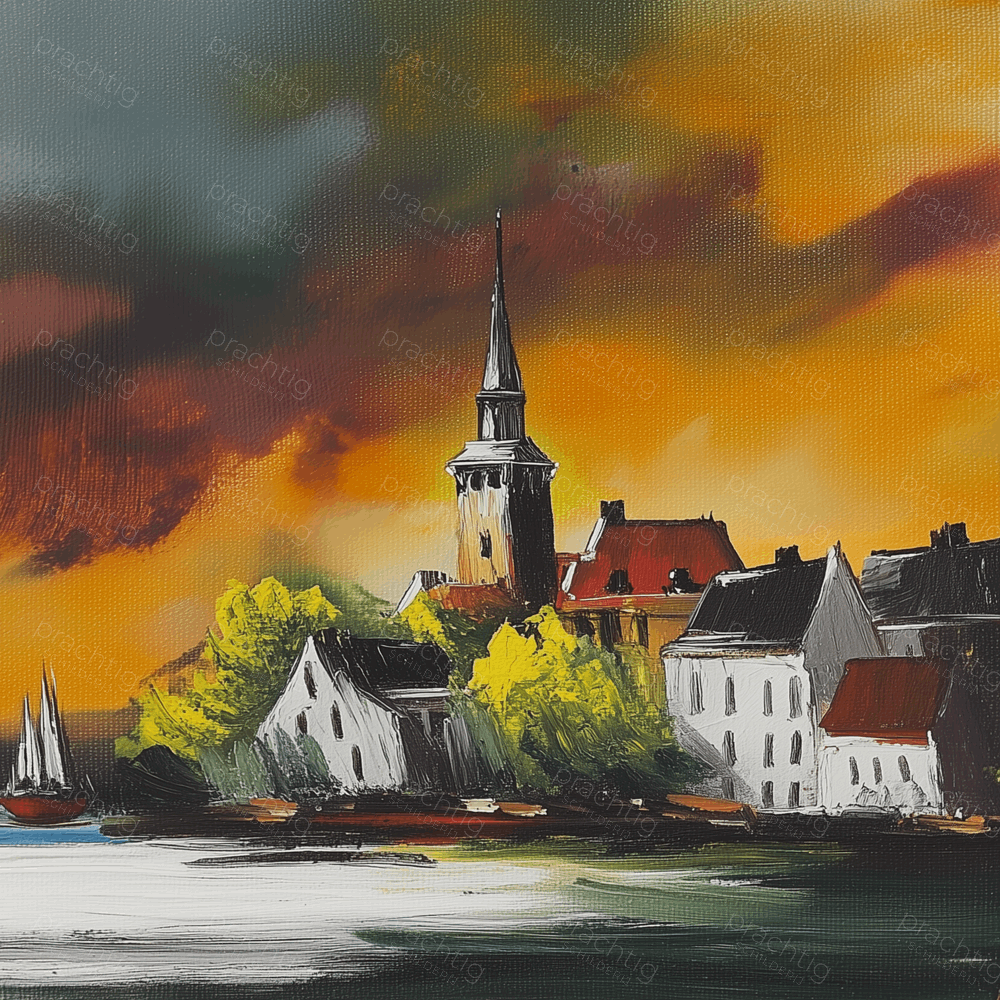 Dramatische Zonsondergang boven Dorpskerk